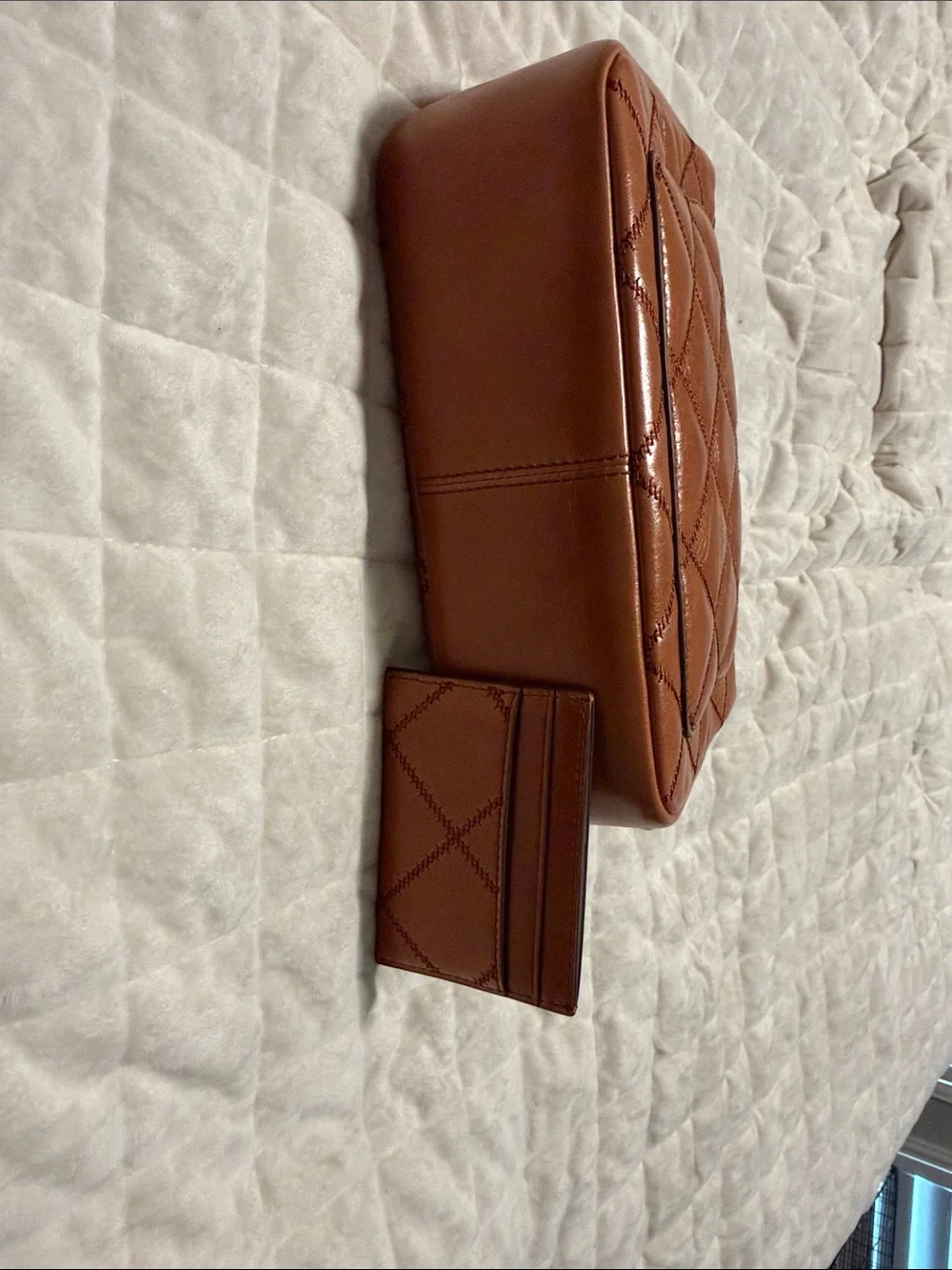 Tory Burch Quilted Leather Shoulder Bag in Cognac